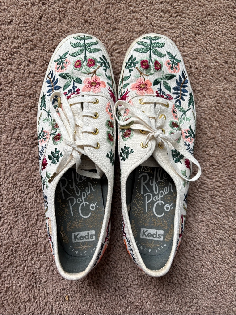 Rifle Paper Co. White Floral Embroidered Women’s Sneakers